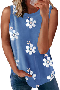 Sky Blue Crew Neck Tank Top | Tops/Tank Tops