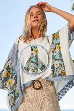 Load image into Gallery viewer, Peace Patch Hooded Top |  V-Neck Floral Print Lace Blouse
