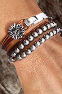 Multi-Layer Bracelet | Brown Daisy Beading Alloy