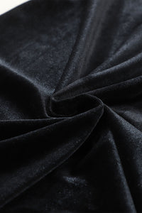 Black Velvet Frill Neck Long Sleeve Shift Dress | Dresses/Mini Dresses