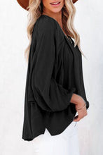 Load image into Gallery viewer, Black Split V Neck Dolman Top | Tops/Blouses &amp; Shirts
