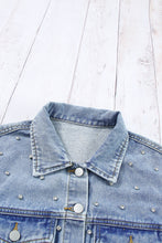 Load image into Gallery viewer, Rhinestone Denim Jacket | Mist Blue Studded Denim
