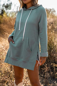 Blue Kangaroo Pocket Oversized Hoodie with Slits | Tops/Sweatshirts & Hoodies