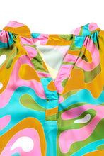 Load image into Gallery viewer, Multicolour Abstract Print V Neck Blouse | Tops/Blouses &amp; Shirts
