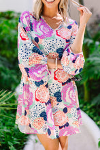 Load image into Gallery viewer, Floral Print Dress | Multicolor Bubble Sleeve Blooming Flowers
