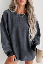 Load image into Gallery viewer, Pullover Sweatshirt | Gray Solid Ribbed Knit Round Neck
