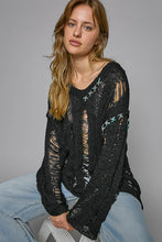 Load image into Gallery viewer, Distressed Long Sleeve Top | Dropped Shoulder Knit Top
