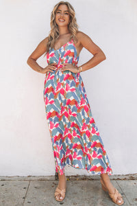 Maxi Dress | Multi-Color Abstract Print Spaghetti Straps