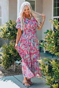 Wrap V Neck Floral Maxi Dress | Dresses/Floral Dresses