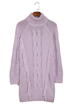 Load image into Gallery viewer, Sweater Dress | Purple Twist Fringe Casual High Neck
