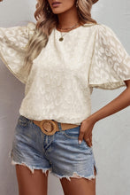 Load image into Gallery viewer, Butterfly Sleeve Blouse | Beige Elegant Jacquard Top
