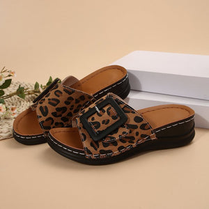 Suede Sandals | Leopard Wedge Sandals