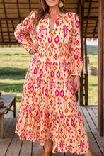 Load image into Gallery viewer, Fall Midi Dress | Tiered Printed Long Sleeve
