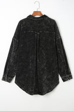 Load image into Gallery viewer, Oversized Shacket | Black Vintage Distressed Mineral Wash
