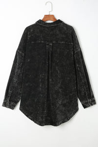 Oversized Shacket | Black Vintage Distressed Mineral Wash