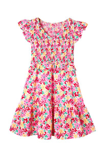 Womens Dress | Multicolor Smocked Bodice Ruffle Trim Floral Dress | Dresses/Floral Dresses