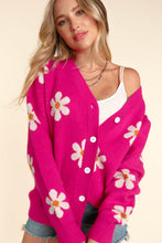 Load image into Gallery viewer, Daisy Floral Sweater | Pink Button Down Long Sleeve Cardigan
