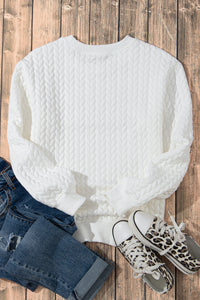 Pullover Sweatshirt | White XOXO Glitter Chenille Cable Knit