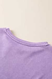 Wisteria Mineral Wash Drop Shoulder Casual Sweatshirt | Tops/Sweatshirts & Hoodies