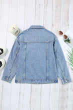 Load image into Gallery viewer, Rhinestone Denim Jacket | Mist Blue Studded Denim
