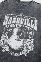 Load image into Gallery viewer, Gray Nashville Music City Graphic Mineral Washed Tee
