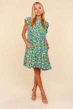 Load image into Gallery viewer, Floral Dress | Frilled Mock Neck Ditsy Dress
