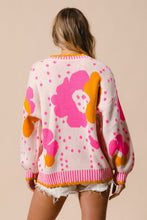 Load image into Gallery viewer, Flower Pattern Contrast Sweater
