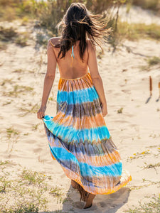 Womens Tie-Dye Dress | Tie-Dye Halter Neck Sleeveless Dress | Dresses/Maxi Dresses