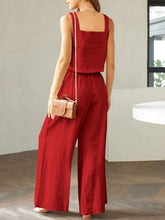 Load image into Gallery viewer, Womens Pants Set-Square Neck Top and Wide Leg Pants Set | pants set
