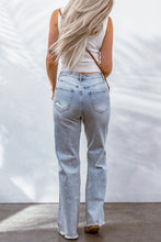 Load image into Gallery viewer, Sky Blue Acid Wash Wide Leg Raw Hem Distressed Jeans | Bottoms/Jeans
