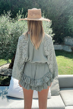 Load image into Gallery viewer, Ruffled Shorts Set | Mist Green Crinkled Eyelet Shorts Set
