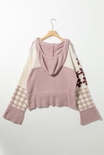 Load image into Gallery viewer, Multicolor Floral Colorblock Wide Sleeve Hooded Sweater
