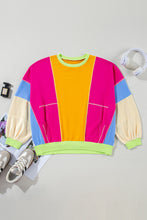 Load image into Gallery viewer, Rose Red Plus Size Colorblock Patchwork Exposed Seam Sweatshirt
