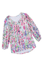 Load image into Gallery viewer, Green Floral Print Puffy Sleeve Loose Blouse | Tops/Blouses &amp; Shirts
