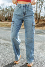 Load image into Gallery viewer, Sky Blue Cool Cargo Style Wide Leg Jeans | Bottoms/Jeans
