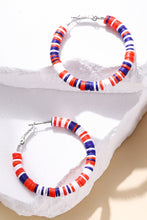 Load image into Gallery viewer, Fiery Red Patriotic Multicolored Bead Hoop Earrings | Accessories/Jewelry
