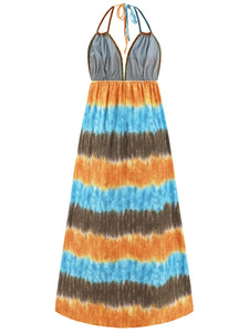 Womens Tie-Dye Dress | Tie-Dye Halter Neck Sleeveless Dress | Dresses/Maxi Dresses