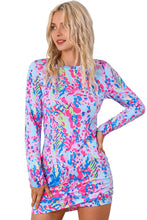 Load image into Gallery viewer, Mini Dress | Sky Blue Floral Print Long Sleeve
