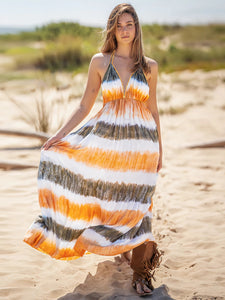 Womens Tie-Dye Dress | Tie-Dye Halter Neck Sleeveless Dress | Dresses/Maxi Dresses