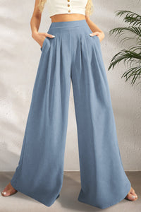 Womens Wide Leg Pants | Pocketed High Waist Wide Leg Pants | pants