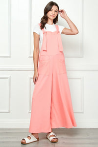 Pink Overalls | Wide Strap French Terry Overalls