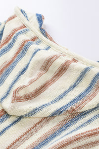 Multicolor Striped Knit Kangaroo Pocket Hooded Sweater | Tops/Sweaters & Cardigans