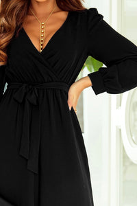 Black Cutout Back Belted V Neck Wide Leg Jumpsuit | Bottoms/Jumpsuits & Rompers