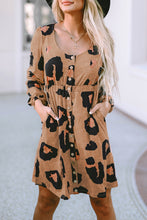 Load image into Gallery viewer, Mini Dress | Leopard Print Bubble Sleeve Loose Knit
