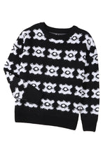 Load image into Gallery viewer, White Printed Retro Flower Pattern Knit Fuzzy Sweater | Tops/Sweaters &amp; Cardigans
