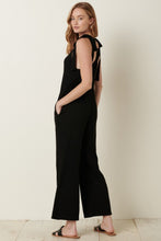 Load image into Gallery viewer, Cross Back Jumpsuit | Black Knit V Neck Jumpsuit
