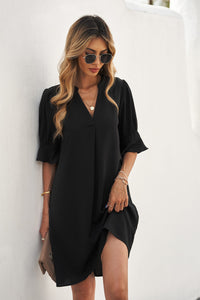 Black Ruffled Sleeve Shift Dress | Dresses/Mini Dresses