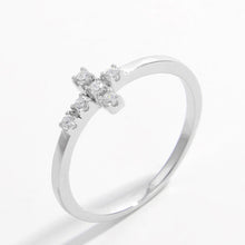 Load image into Gallery viewer, Sterling Silver Zircon Cross Ring
