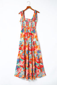 Womens Maxi Dress | Multicolor Vibrant Tropical Print Smocked Ruffle Tiered Maxi Dress | Dresses/Maxi Dresses