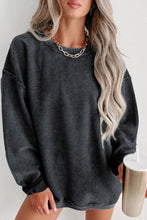 Load image into Gallery viewer, Pullover Sweatshirt | Black Solid Ribbed Knit Round Neck
